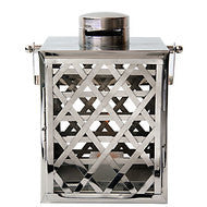 Floor Sample-Star Weave Lantern- Stainless Steel/Polished Nickel- Dim: 11" x 9" x 15