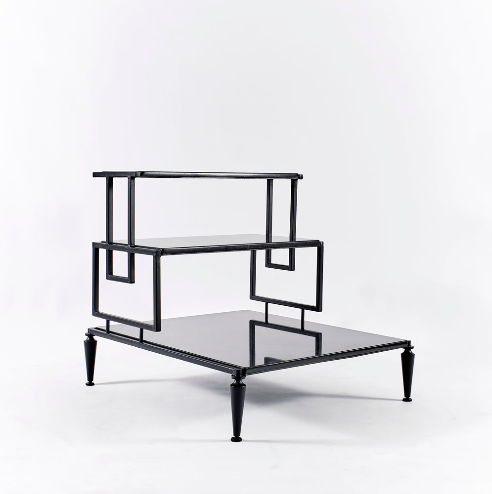 3 Tier Granite & Metal End Table